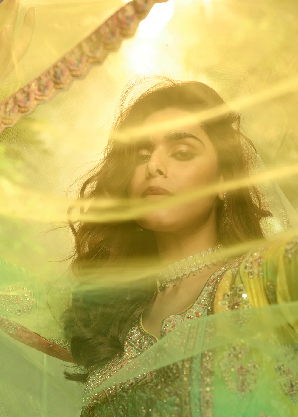 Multicolor Mirror & Hand Worked Wedding Sharara Suit - Image 5