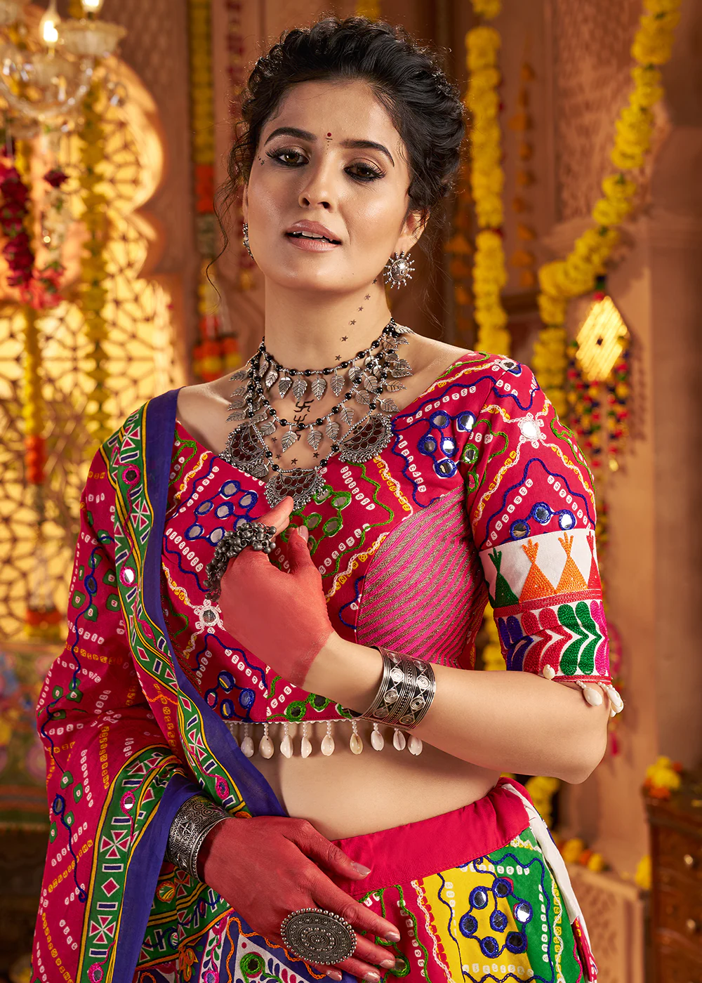 Multicolor Organic Cotton Navratri Wear Chaniya Choli - Image 2
