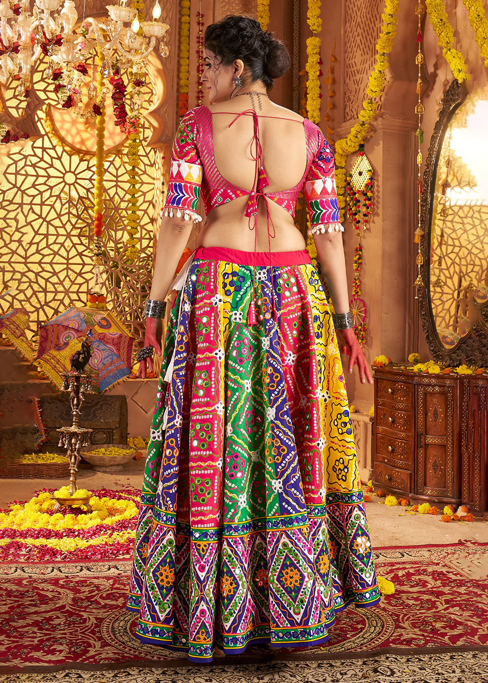 Multicolor Organic Cotton Navratri Wear Chaniya Choli - Image 3