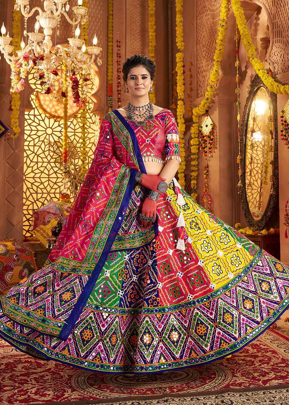Multicolor Organic Cotton Navratri Wear Chaniya Choli - Image 4