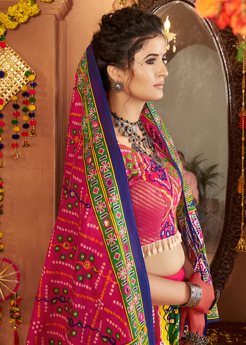 Multicolor Organic Cotton Navratri Wear Chaniya Choli - Image 6