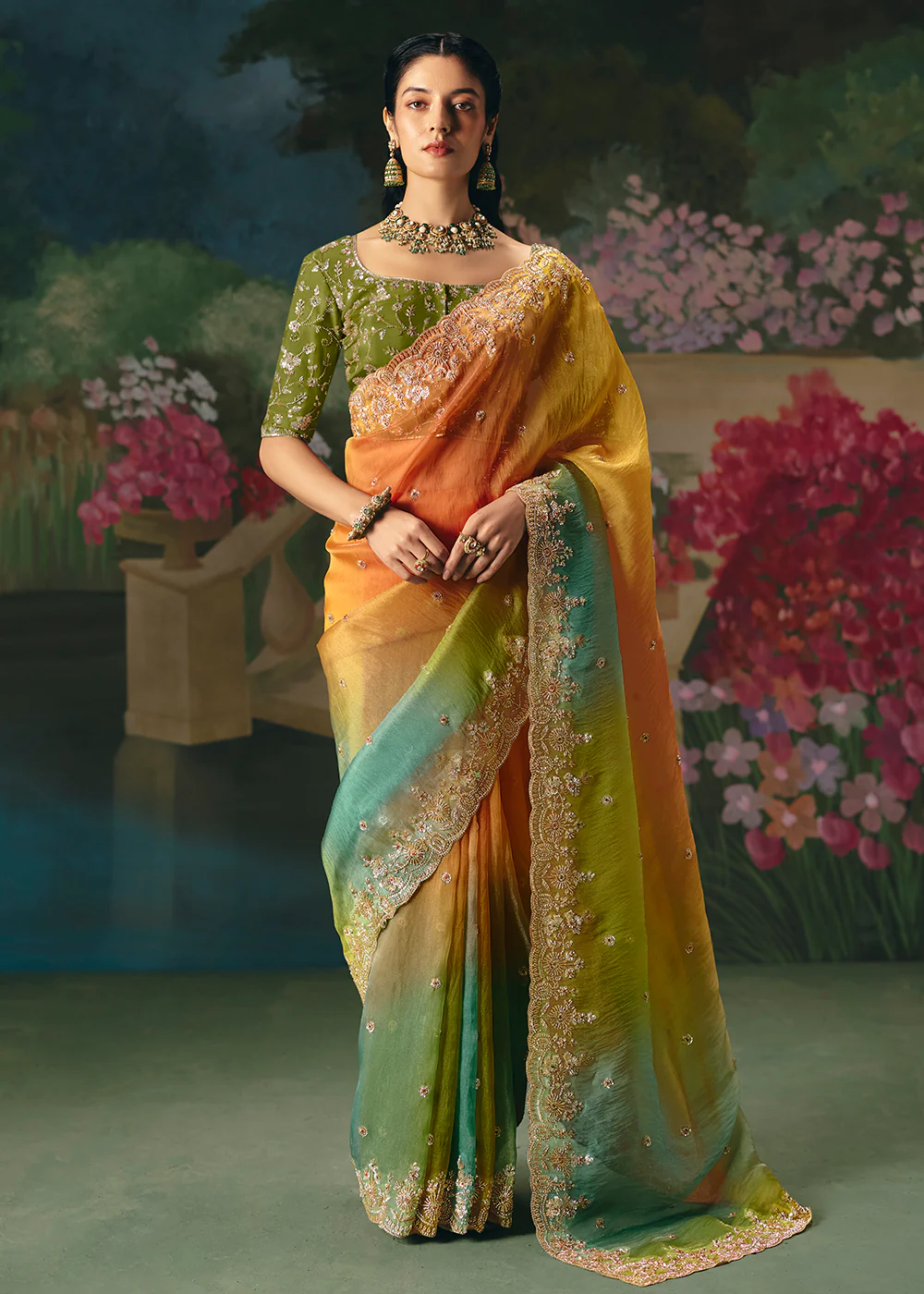 Multicolor Premium Fancy Fabric Embellished Designer Saree