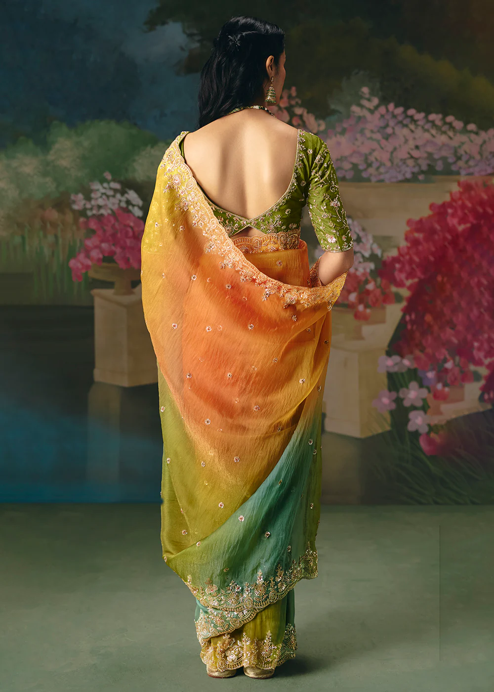 Multicolor Premium Fancy Fabric Embellished Designer Saree - Image 3