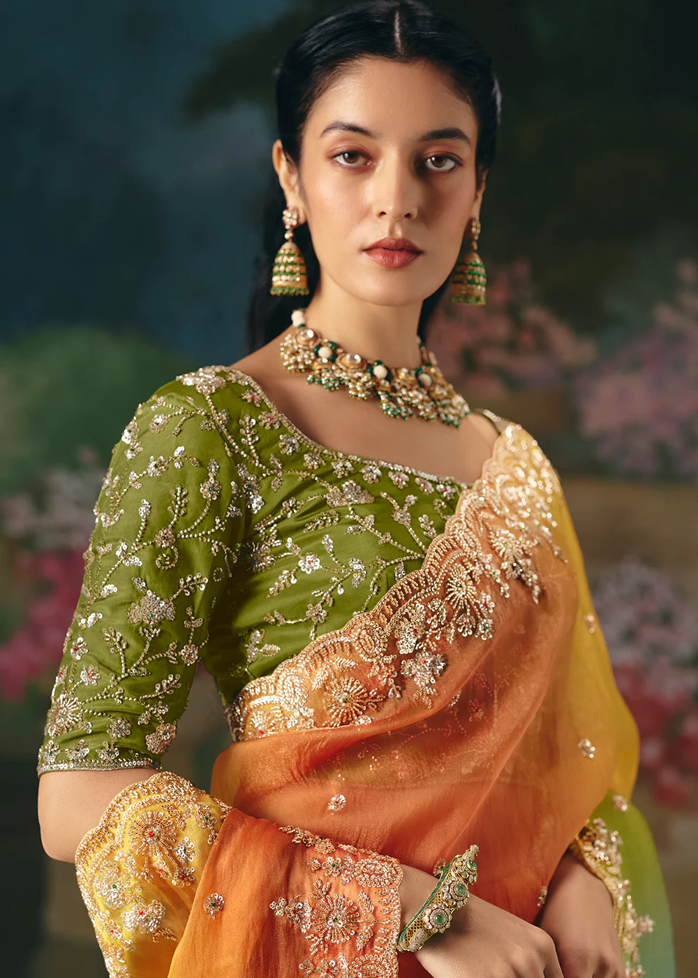 Multicolor Premium Fancy Fabric Embellished Designer Saree - Image 4