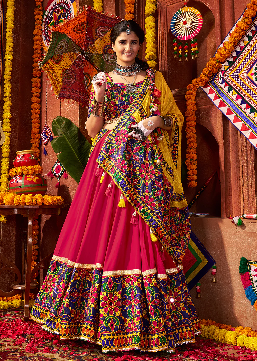 Multi Green & Purple Navratri Special Chaniya Choli - Image 12