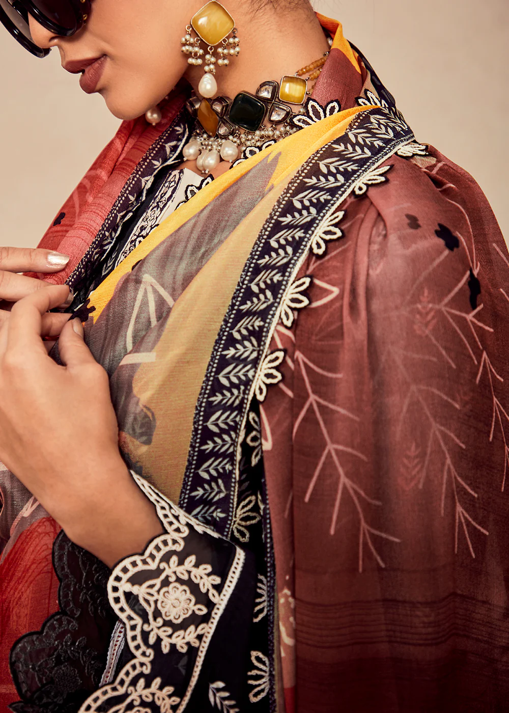 Muslin Cotton Black Digital Print & Embroidered Salwar Suit - Image 4