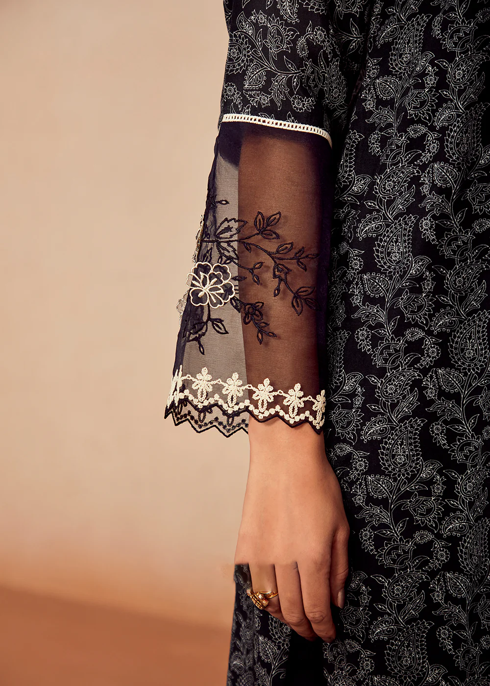 Muslin Cotton Digital Print & Embroidered Black Salwar Suit - Image 5
