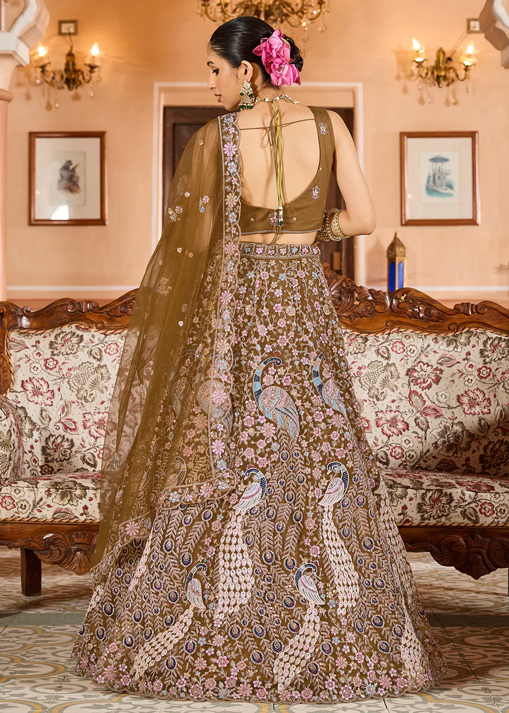 Mustard Color with Heavy Embroidery Lehenga Choli - Image 3