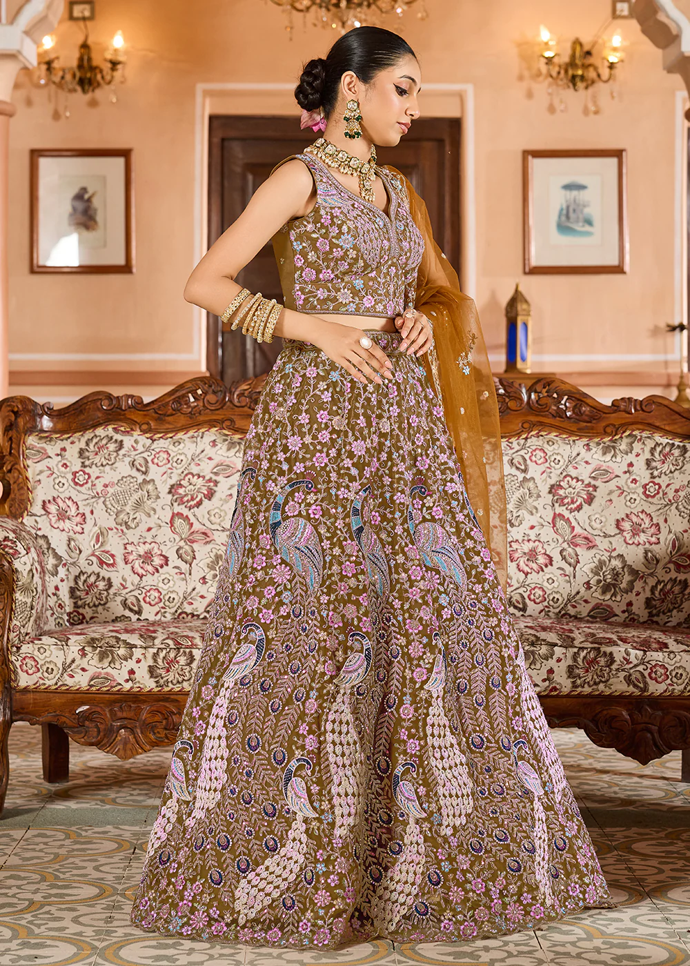 Mustard Color with Heavy Embroidery Lehenga Choli - Image 6