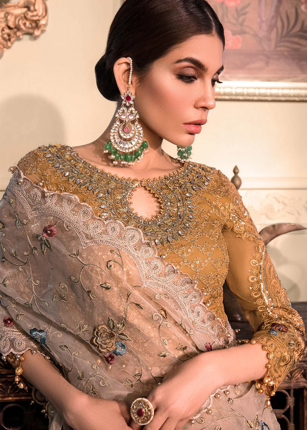 Mustard Embroidered Suit - Maria B - Mbroidered Heritage Edition - BD-2606 - Image 2