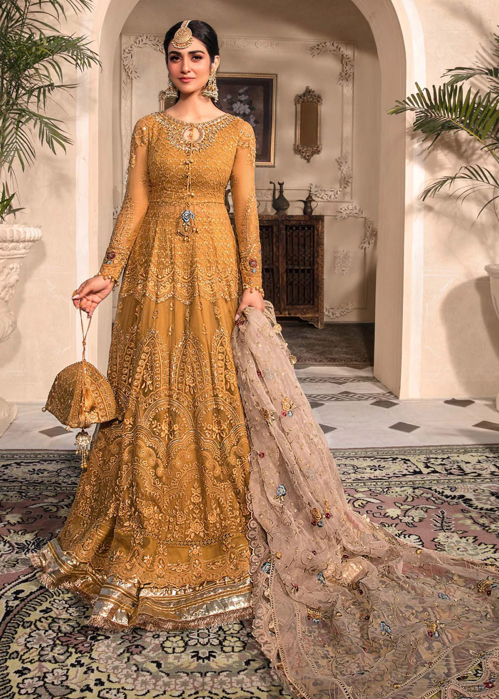 Mustard Embroidered Suit - Maria B - Mbroidered Heritage Edition - BD-2606 - Image 3