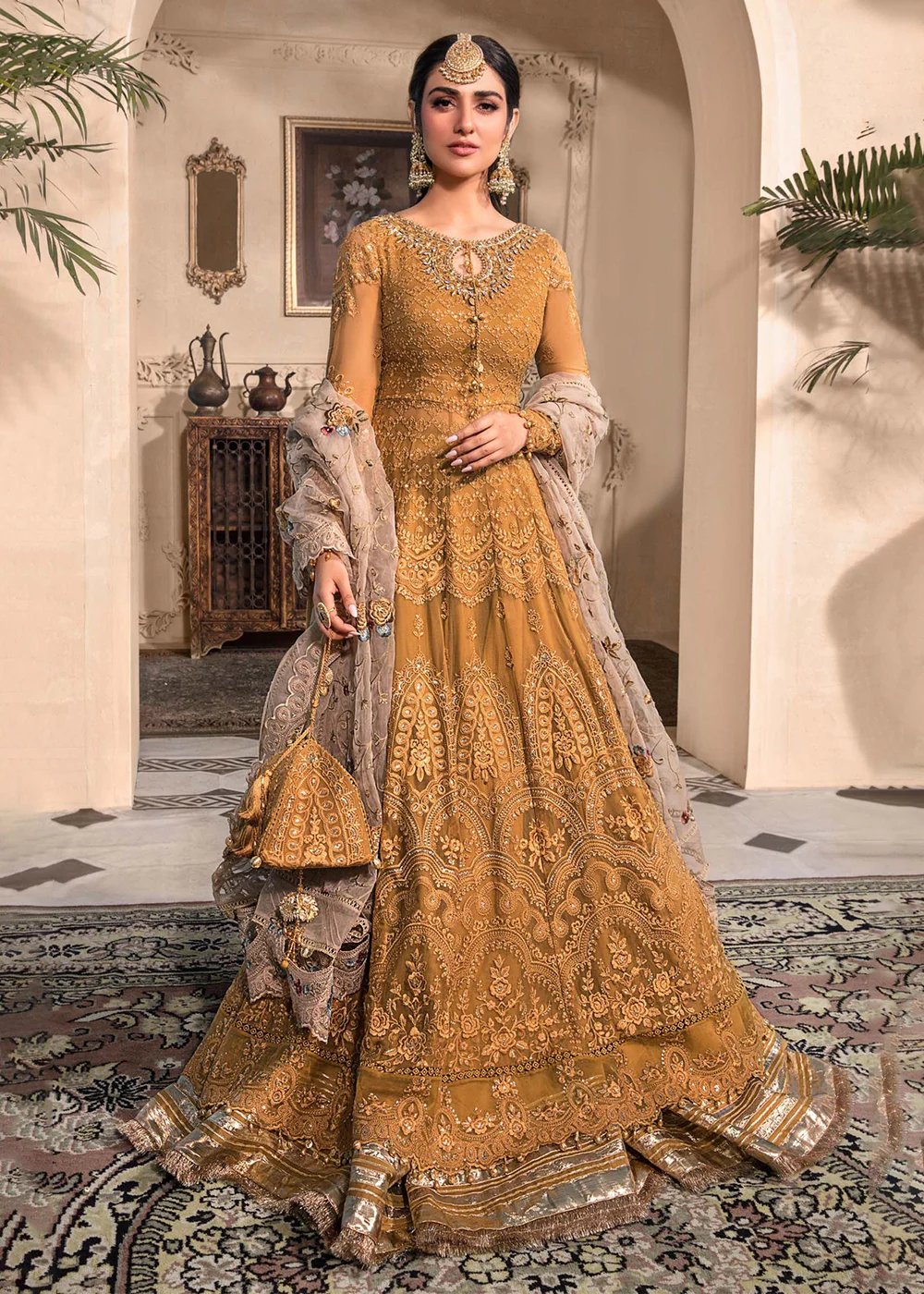Mustard Embroidered Suit - Maria B - Mbroidered Heritage Edition - BD-2606 - Image 4