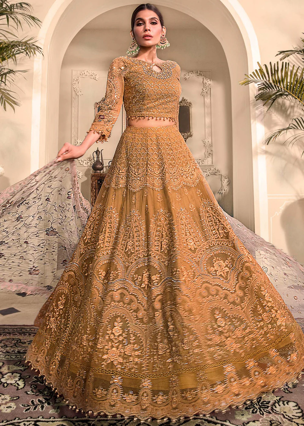 Mustard Embroidered Suit - Maria B - Mbroidered Heritage Edition - BD-2606 - Image 5
