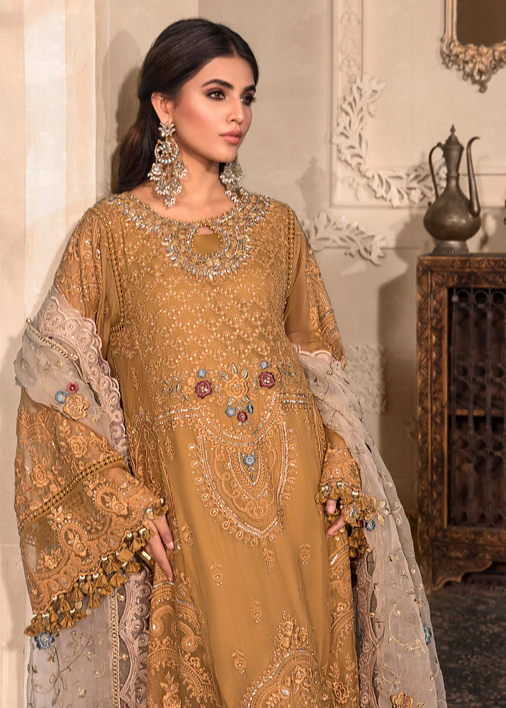 Mustard Embroidered Suit - Maria B - Mbroidered Heritage Edition - BD-2606 - Image 6