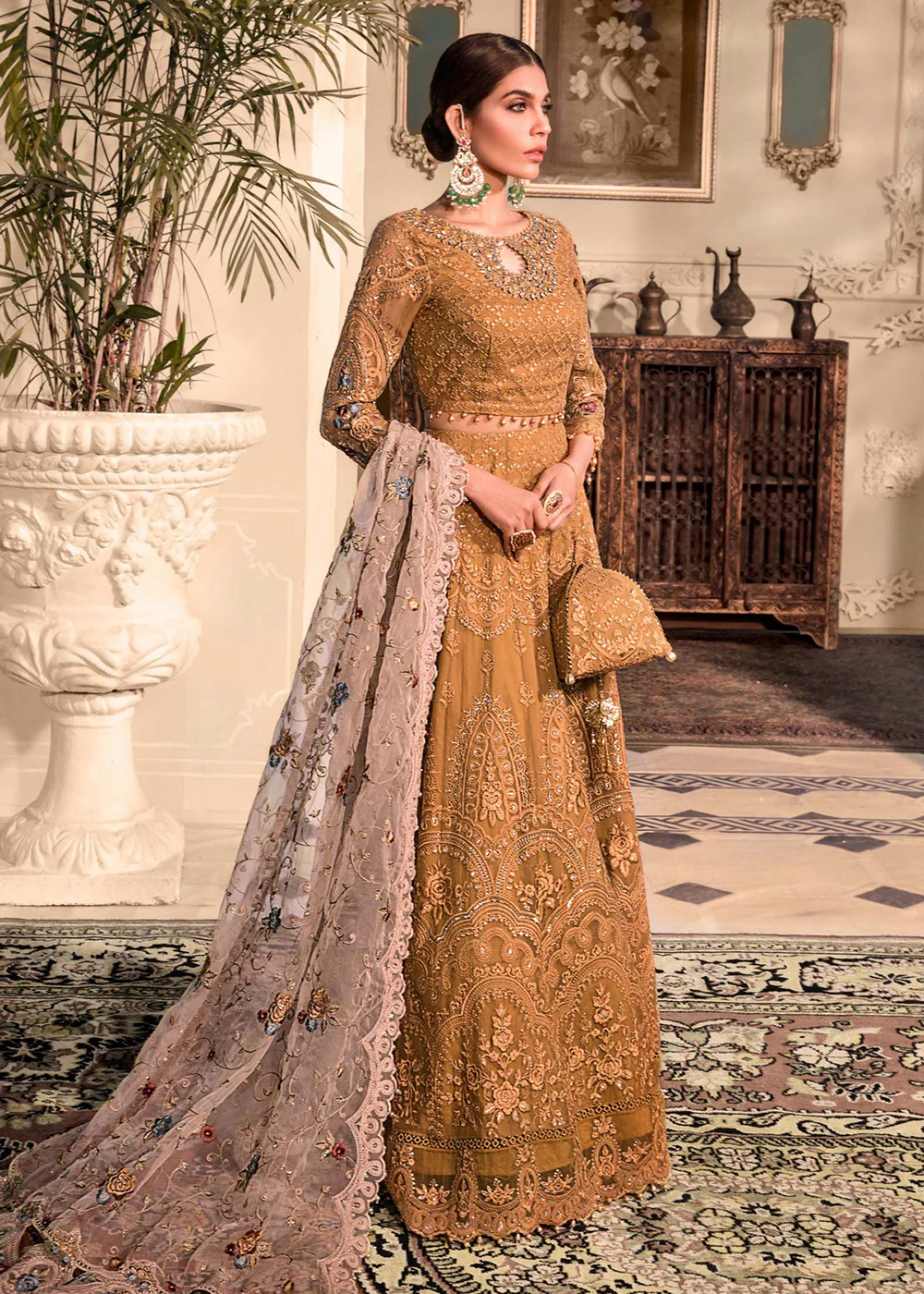 Mustard Embroidered Suit - Maria B - Mbroidered Heritage Edition - BD-2606 - Image 7
