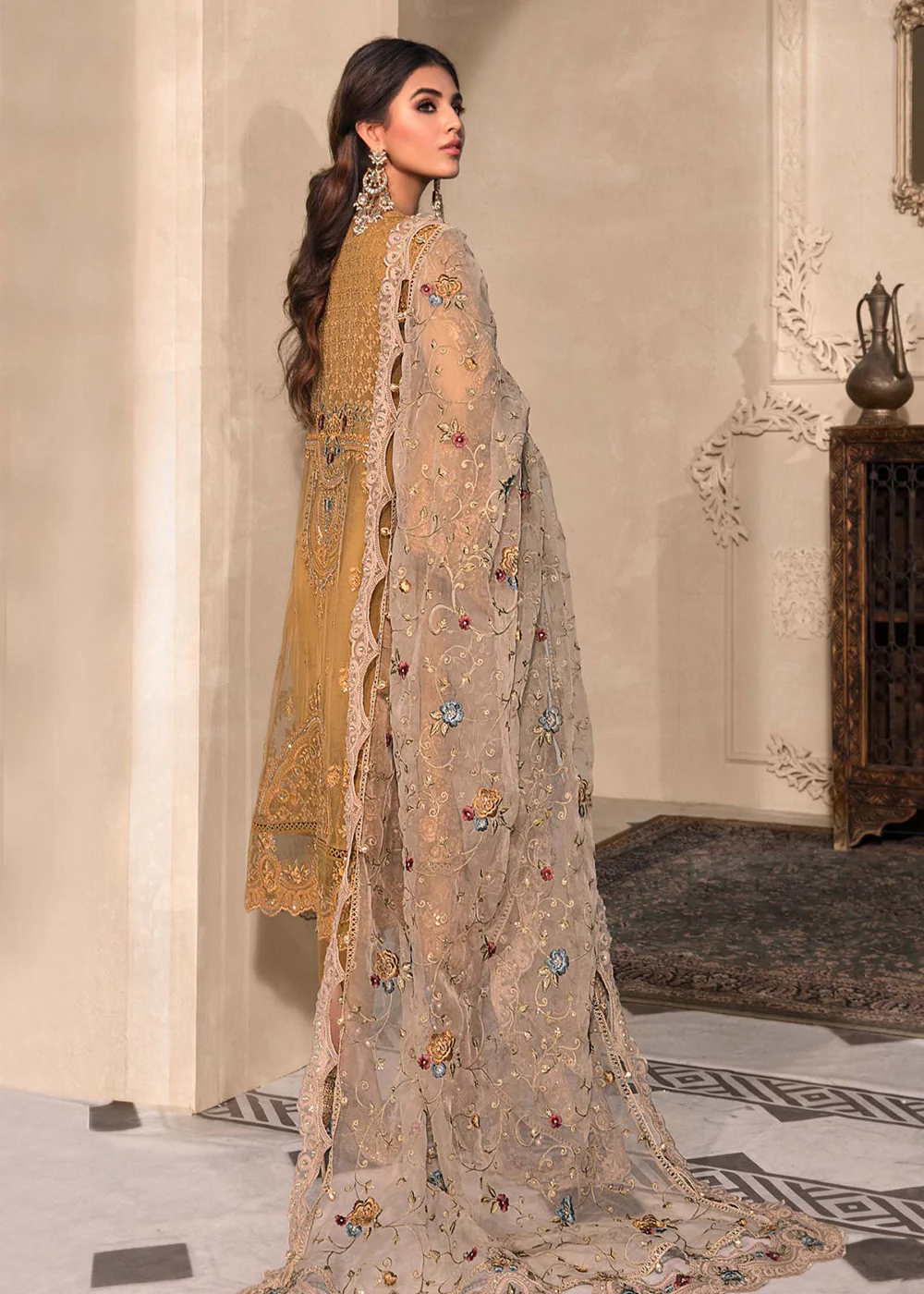 Mustard Embroidered Suit - Maria B - Mbroidered Heritage Edition - BD-2606 - Image 9