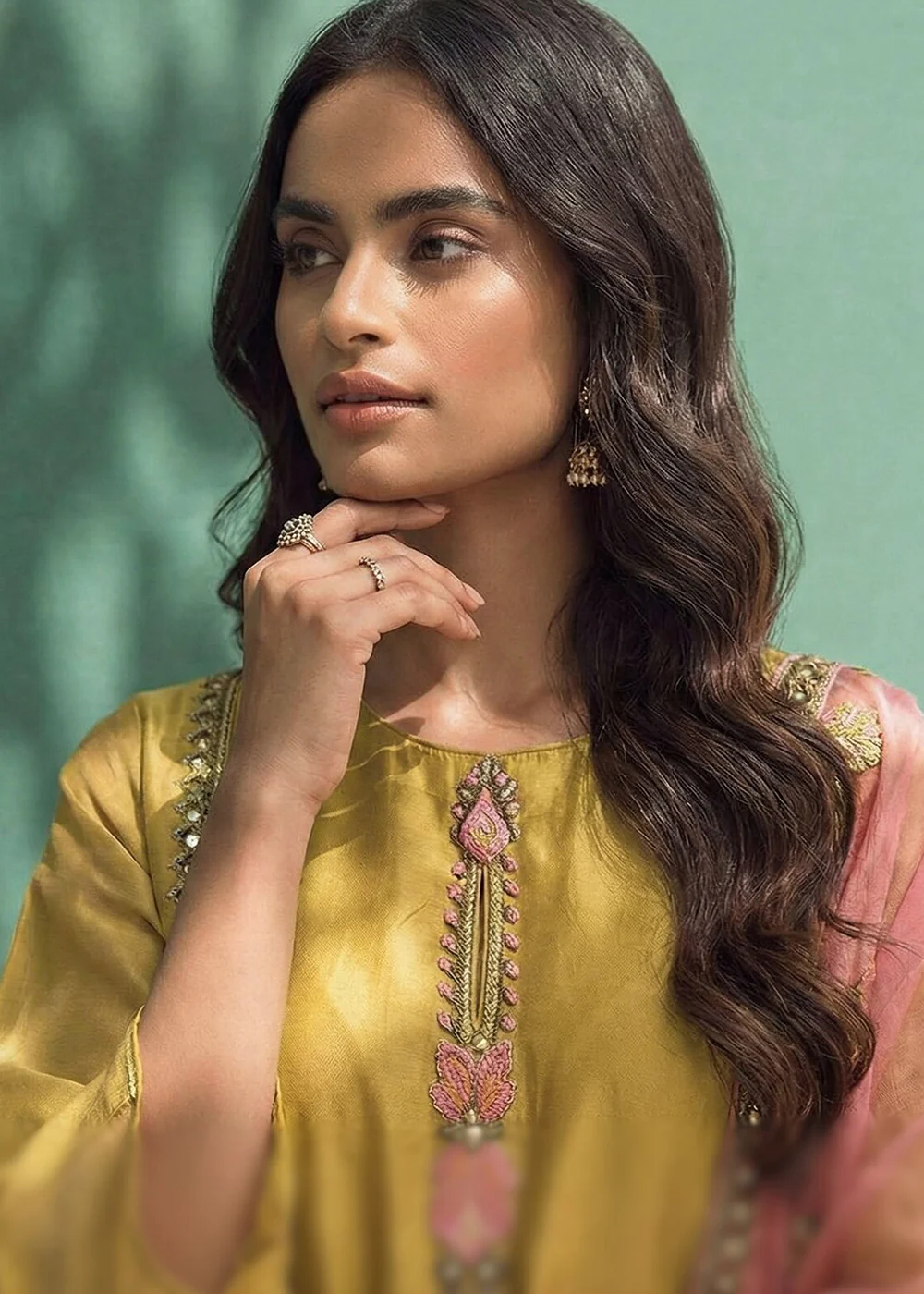 Mustard Fancy Zari Fabric Pant Style Salwar Suit - Image 2