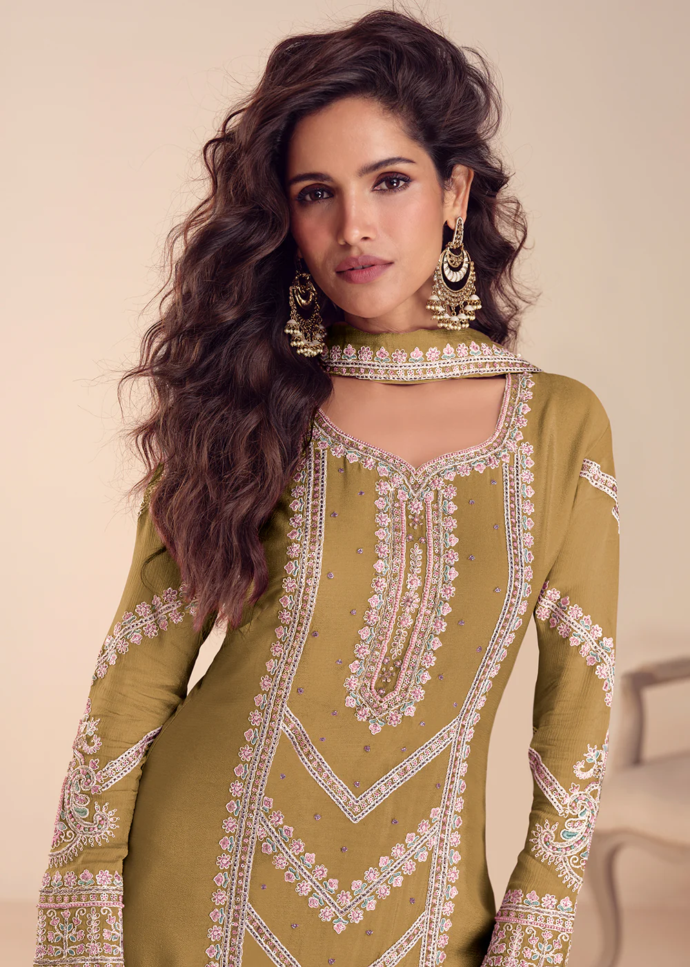 Mustard Festive Designer Style Palazzo Suit - Image 2