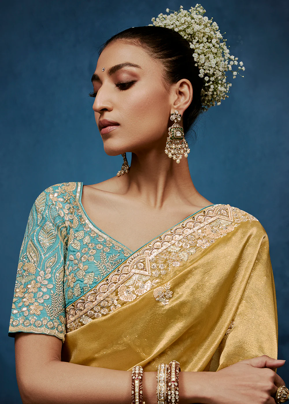 Mustard High-Grade Pure Fancy Fabric Designer Saree - Image 2