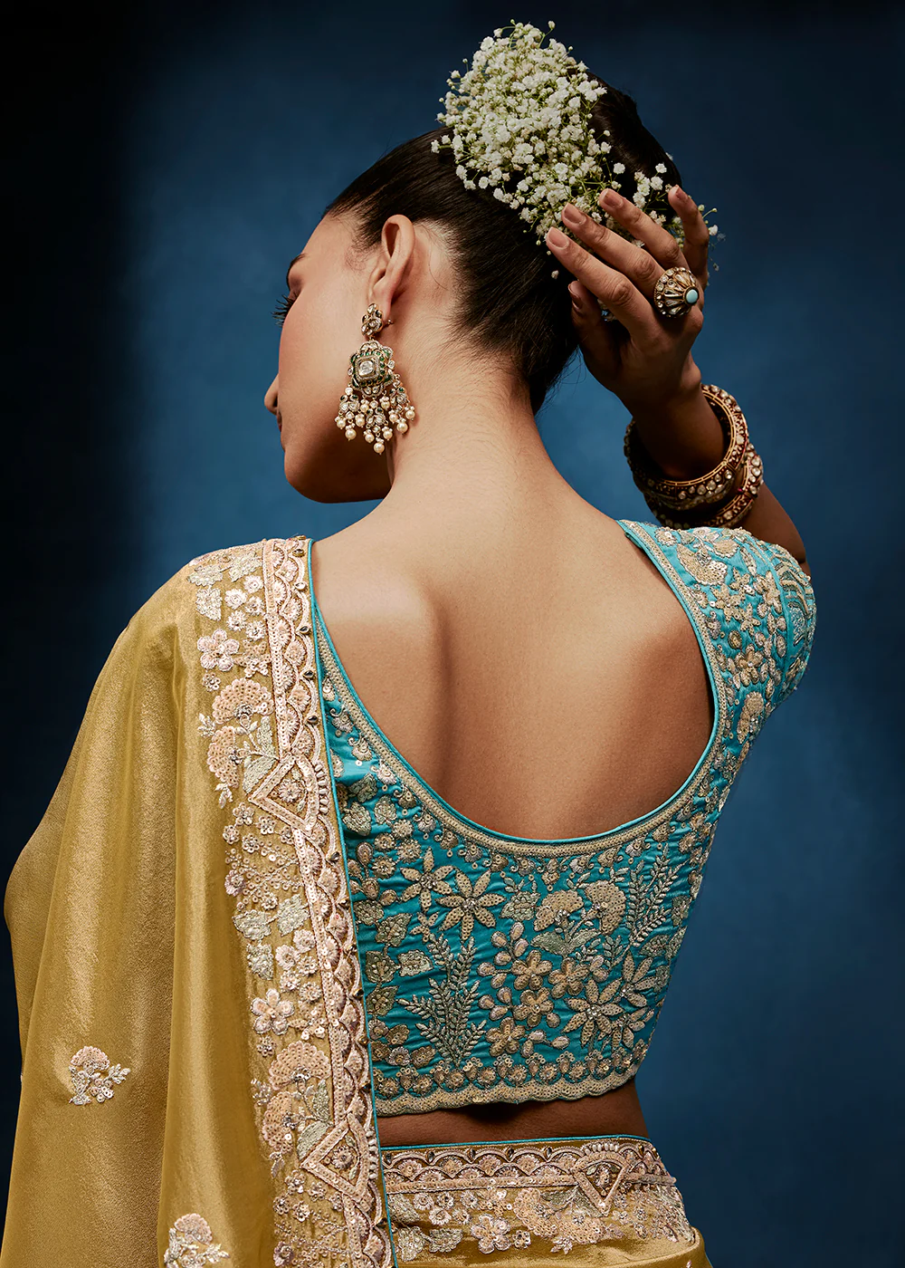 Mustard High-Grade Pure Fancy Fabric Designer Saree - Image 3