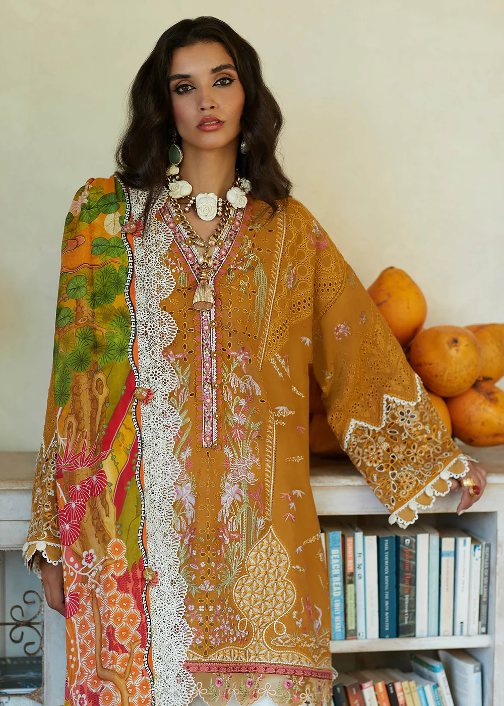 Mustard Lawn Suit - Elan - Luxury Lawn '23 - IVANA-EL23-06A - Image 6