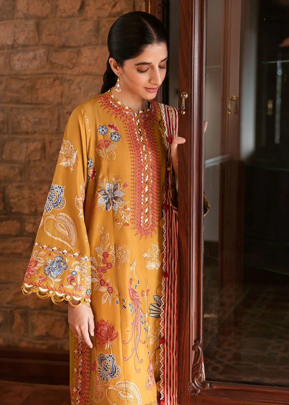 Mustard Luxury Lawn Suit | Zaha | Festive Lawn '23 | DERIN - ZF23-02 - Image 3