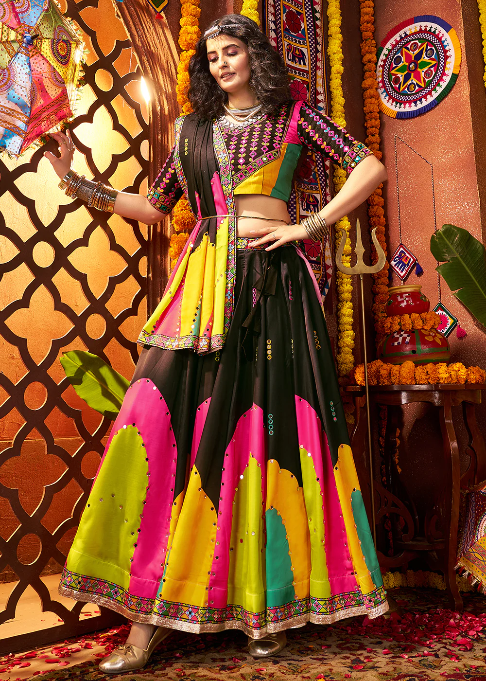 Muti Threads & Mirror Black Chaniya Choli for Navratri - Image 3