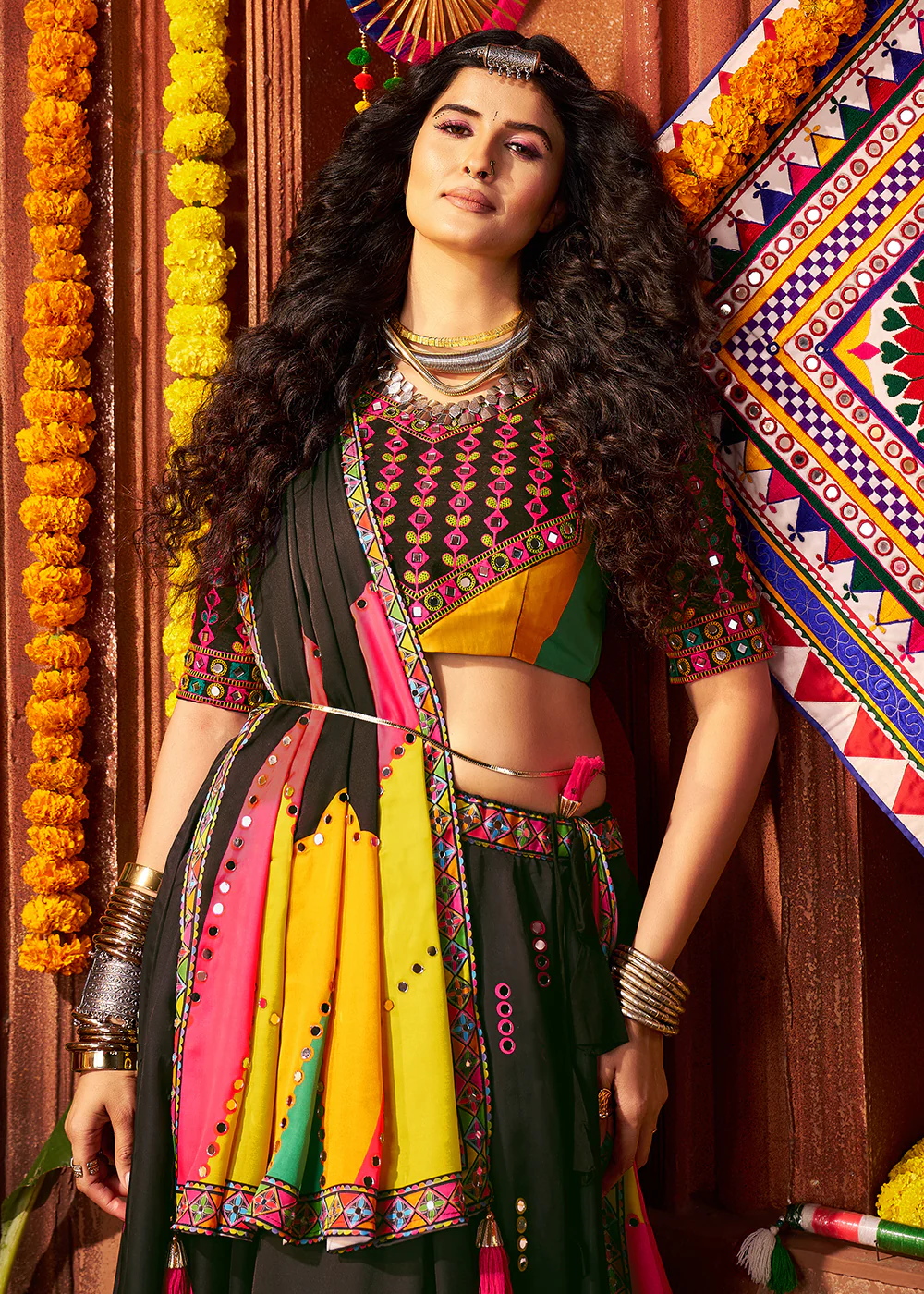Muti Threads & Mirror Black Chaniya Choli for Navratri - Image 5