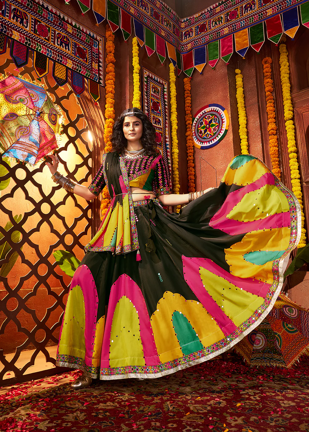 Muti Threads & Mirror Black Chaniya Choli for Navratri - Image 6