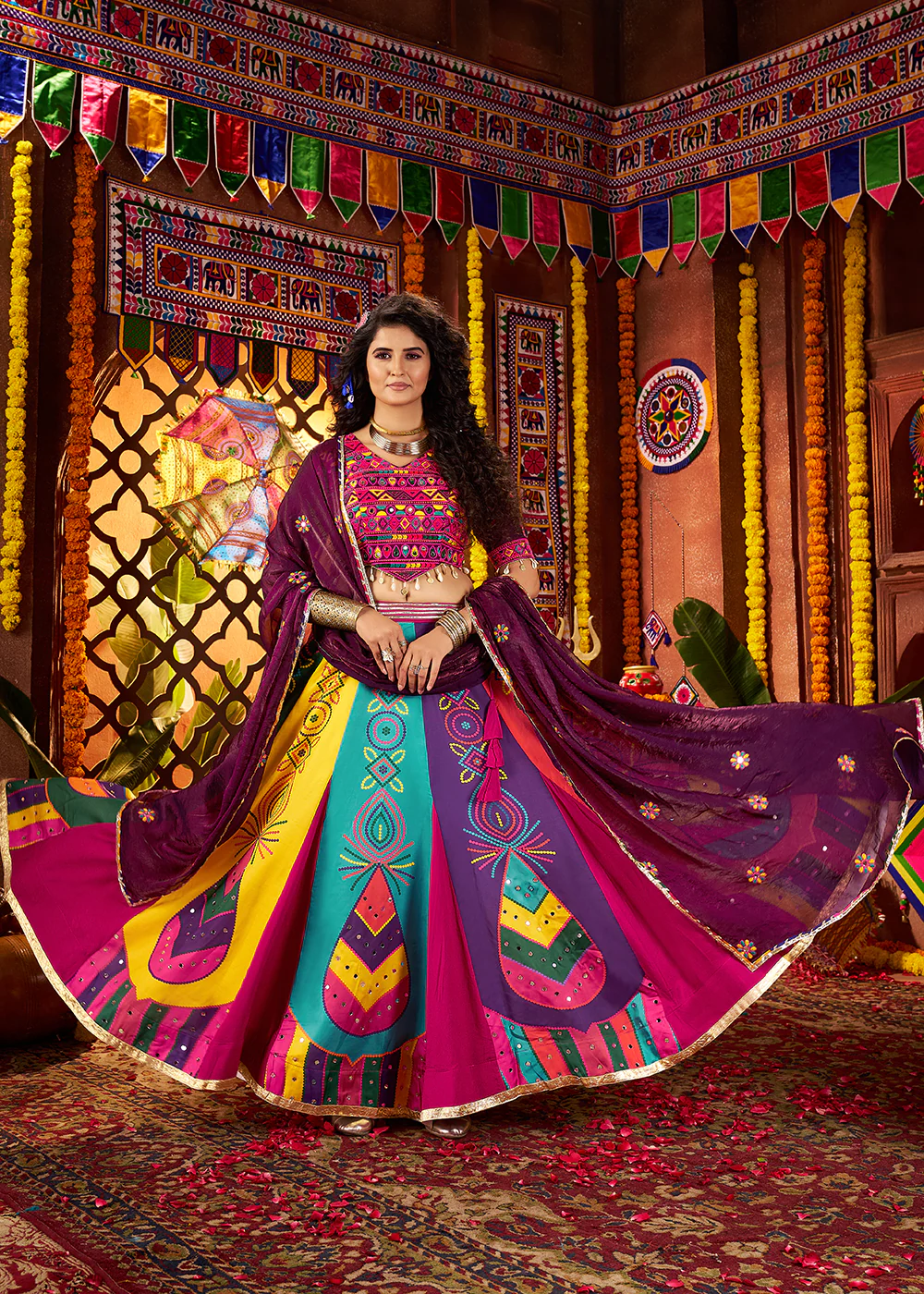 Muti Threads & Mirror Multicolor Chaniya Choli for Navratri - Image 5