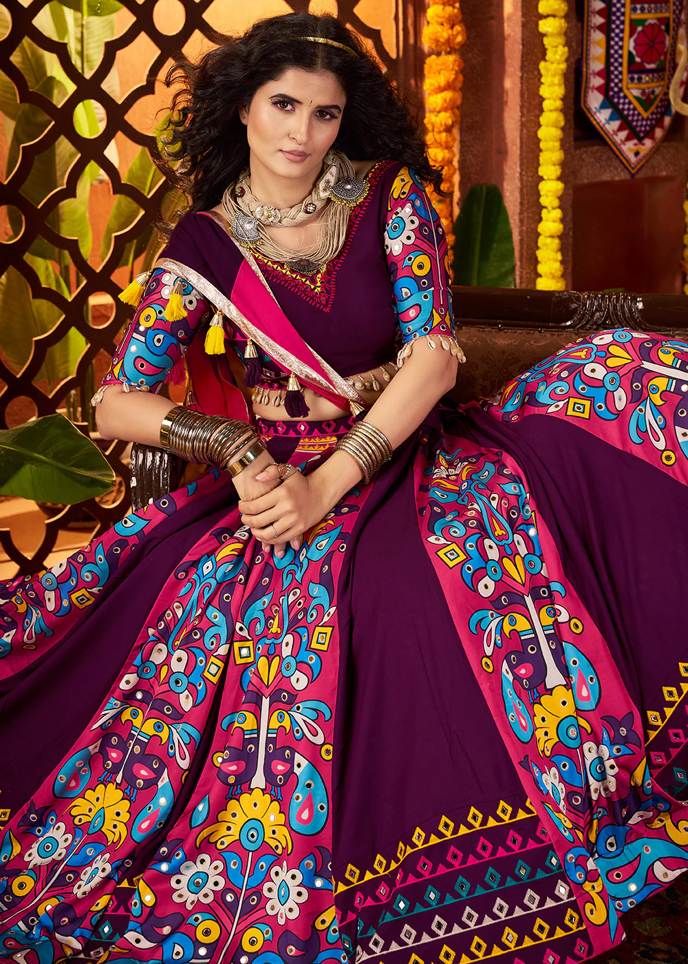 Muti Threads & Mirror Purple Chaniya Choli for Navratri - Image 3
