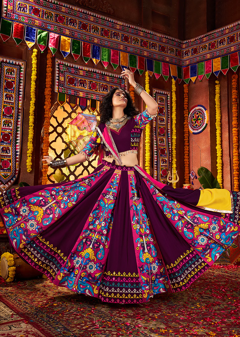 Muti Threads & Mirror Purple Chaniya Choli for Navratri - Image 4