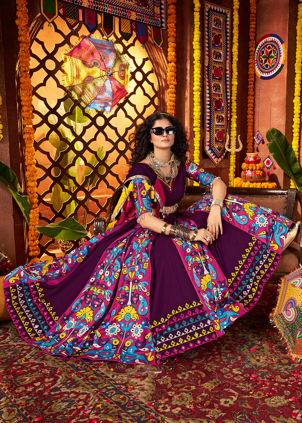 Muti Threads & Mirror Purple Chaniya Choli for Navratri - Image 5