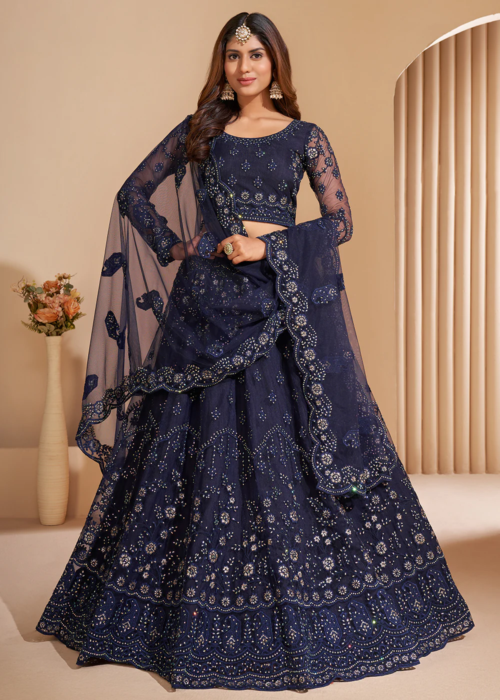Navy Blue Designer Bridesmaids Wedding Lehenga Choli