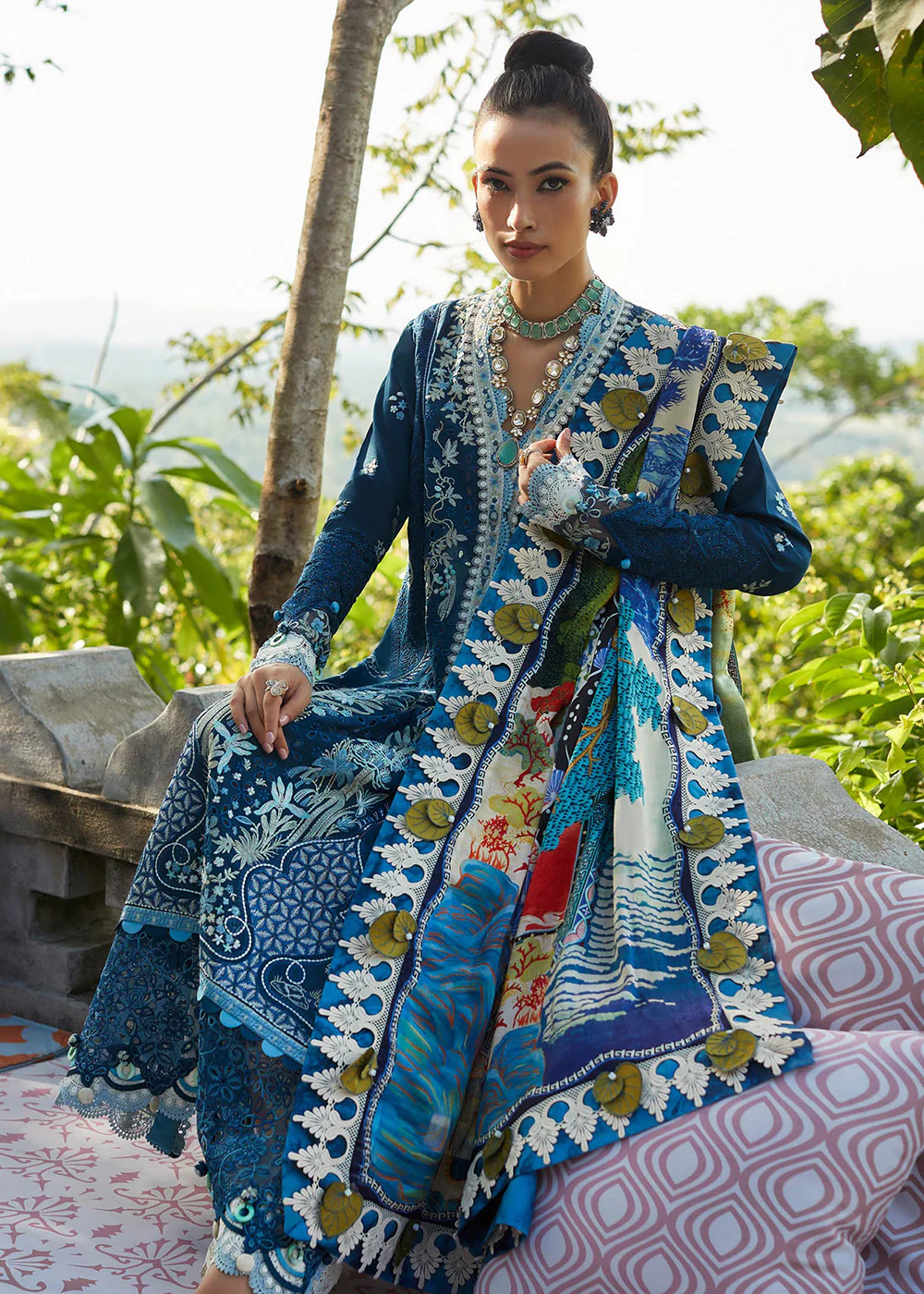Navy Blue Lawn Suit - Elan - Luxury Lawn '23 - IVANA-EL23-06B - Image 4