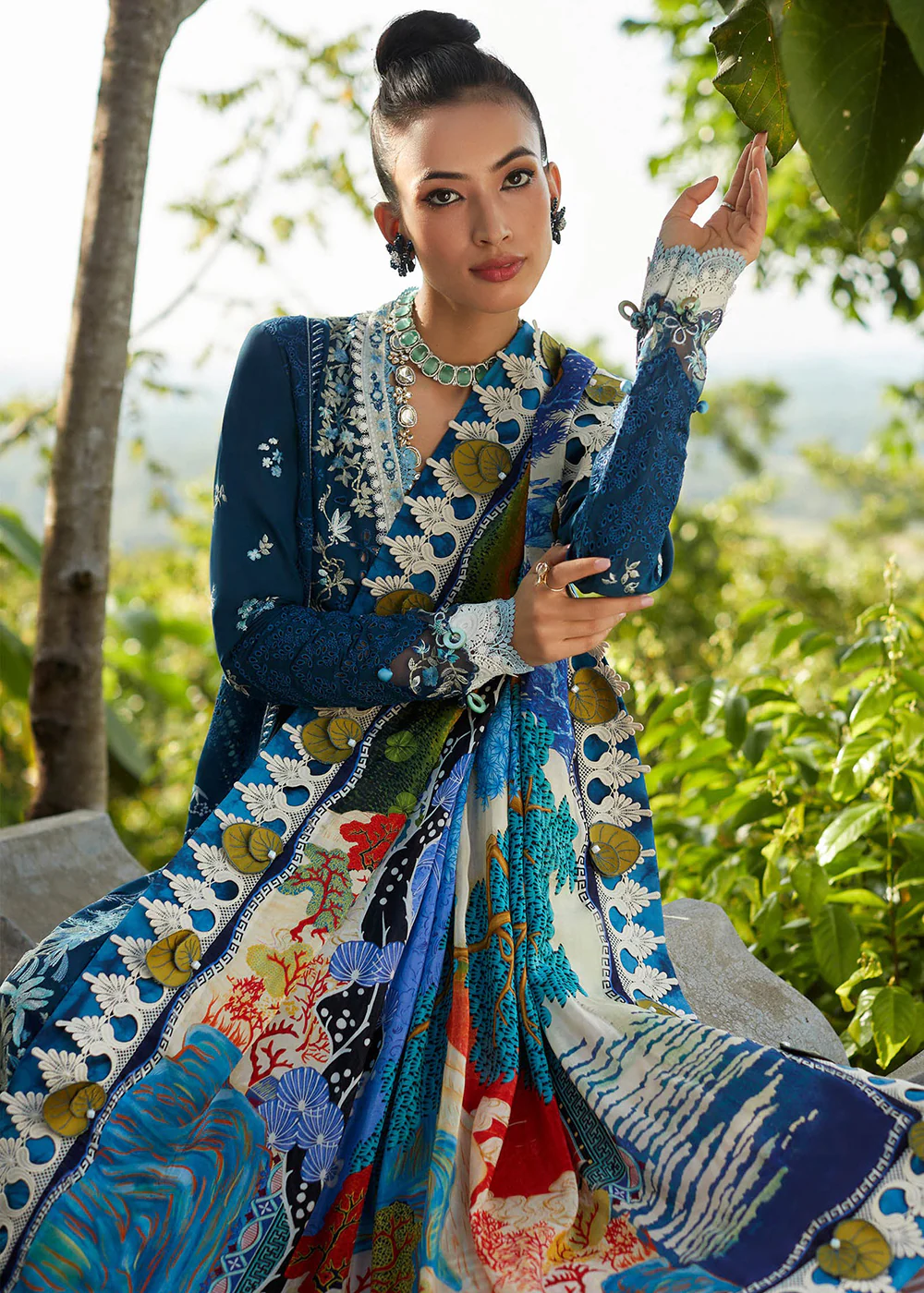Navy Blue Lawn Suit - Elan - Luxury Lawn '23 - IVANA-EL23-06B - Image 5