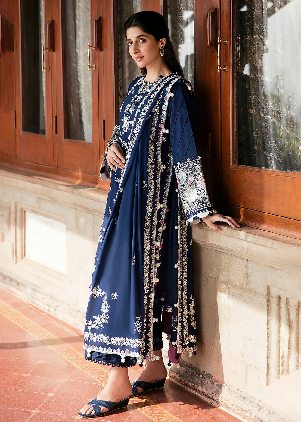 Navy Blue Luxury Lawn Suit | Zaha | Festive Lawn '23 | SERRA - ZF23-03 - Image 3