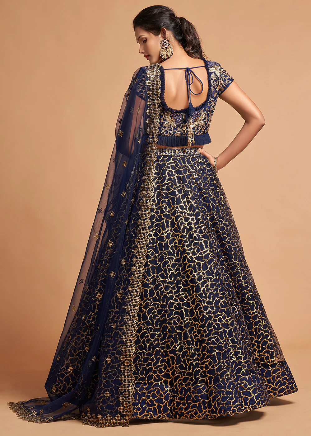 Navy Blue Stylish Embroidered A Line Lehenga Choli - Image 3