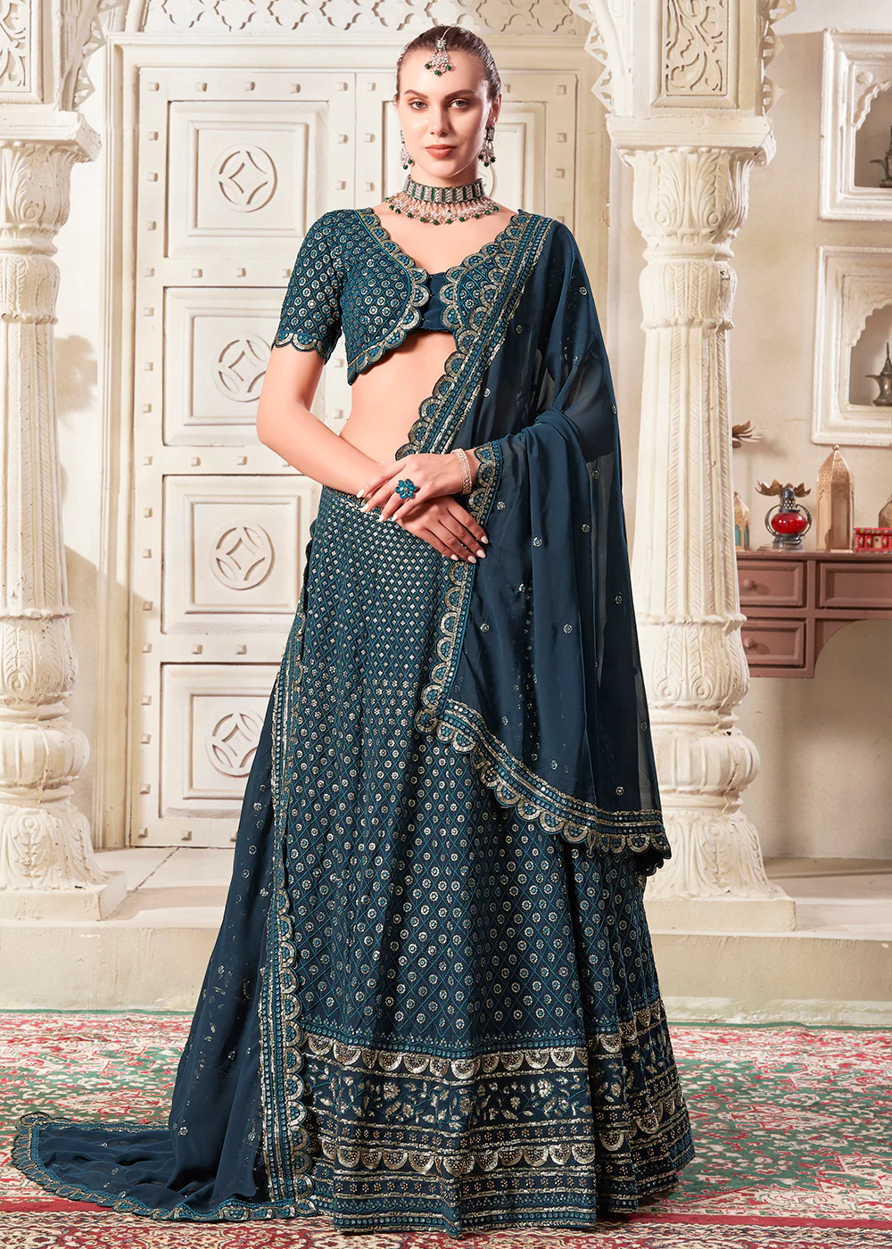 Navy Blue Wedding Style Designer Lehenga Choli