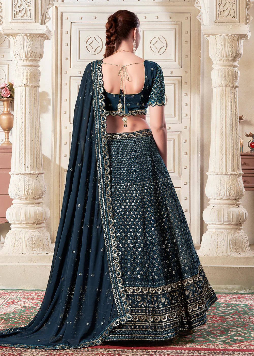 Navy Blue Wedding Style Designer Lehenga Choli - Image 3