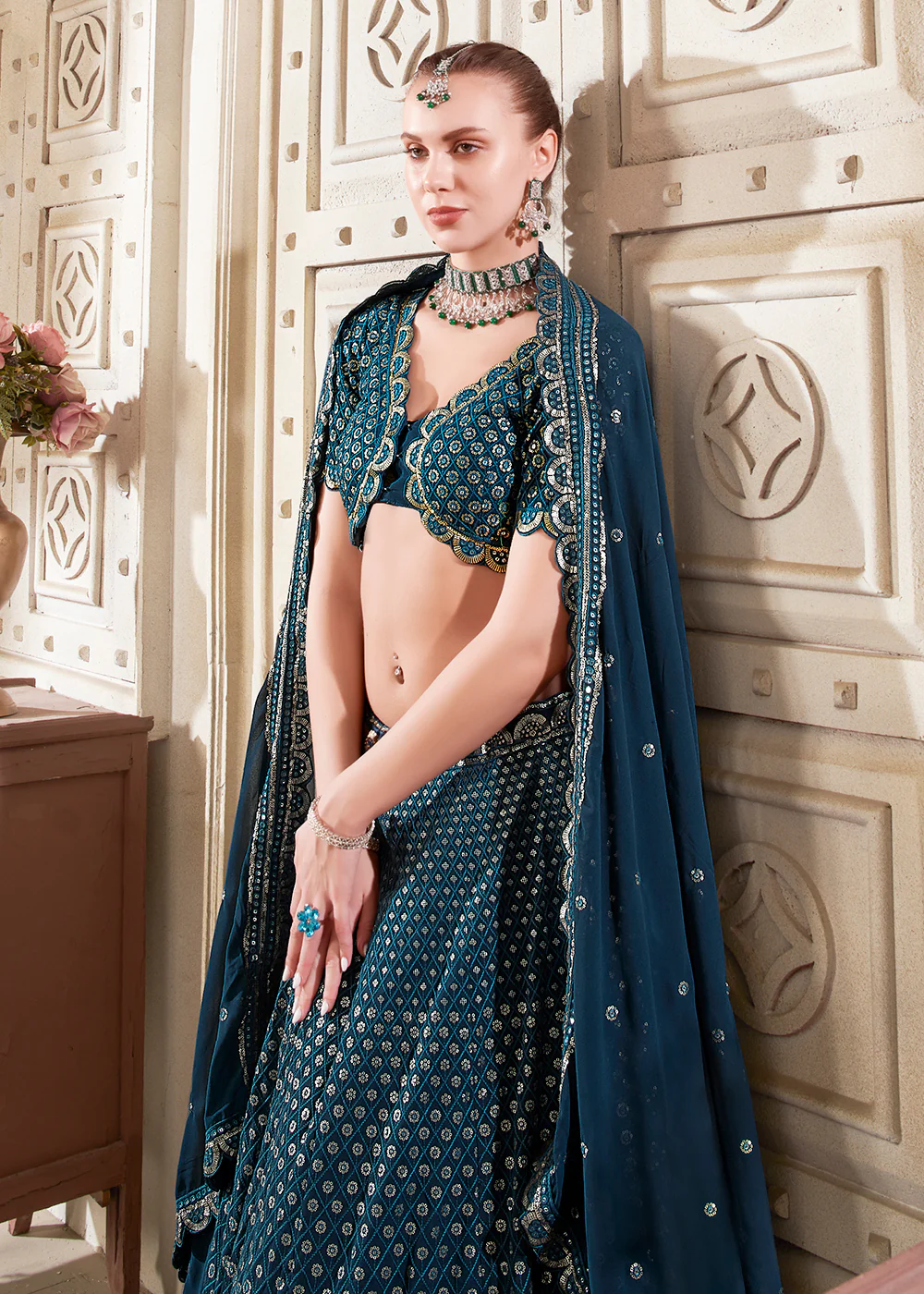 Navy Blue Wedding Style Designer Lehenga Choli - Image 5