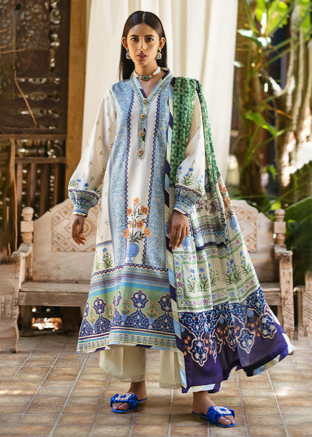 Nirvana Unstitched Silk Edit '24 by Mushq | Azure