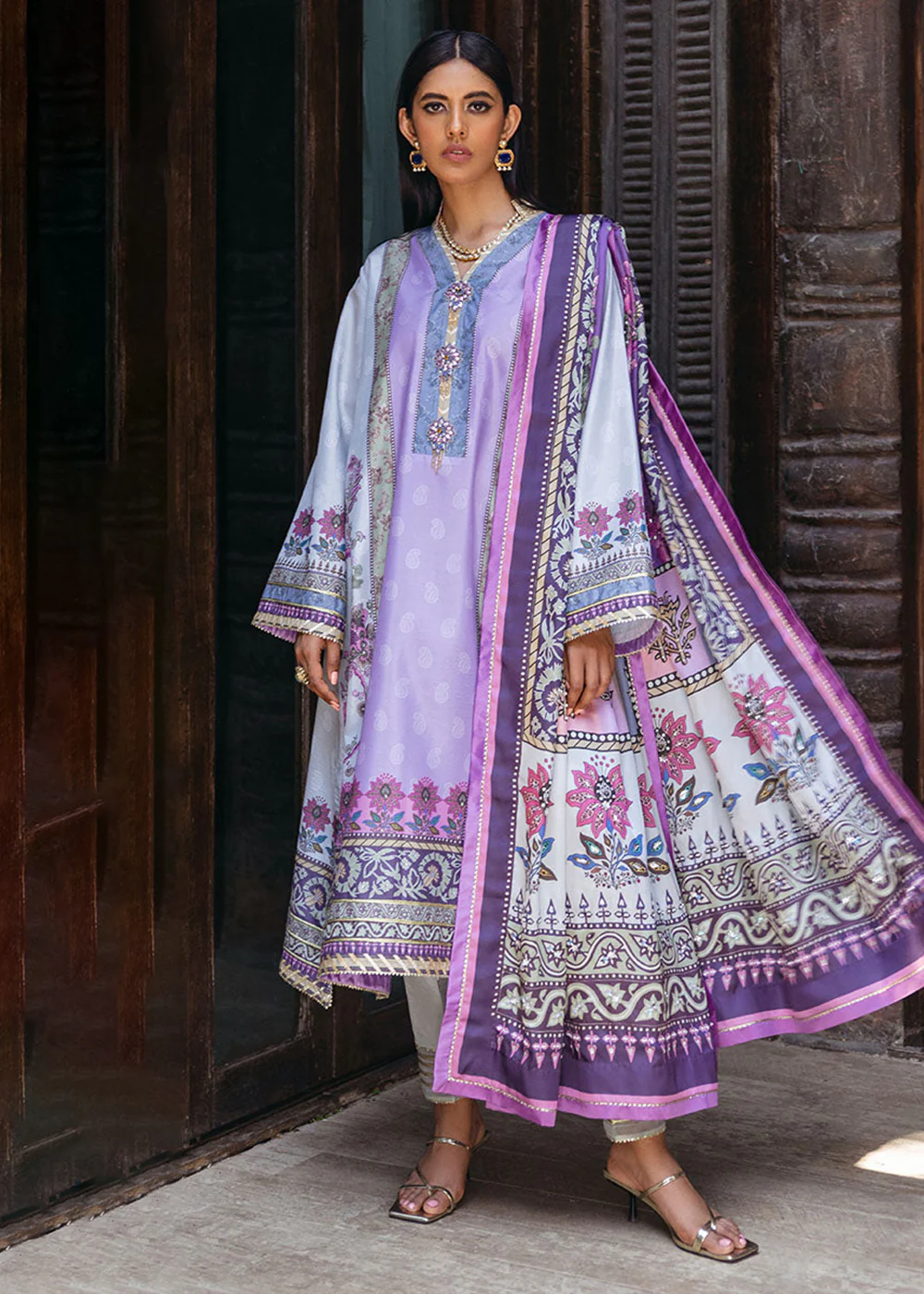 Nirvana Unstitched Silk Edit '24 by Mushq | Viola - Image 4
