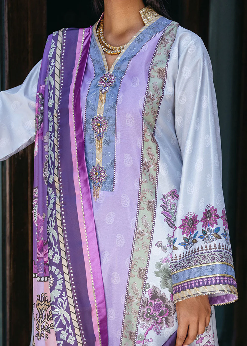 Nirvana Unstitched Silk Edit '24 by Mushq | Viola - Image 5