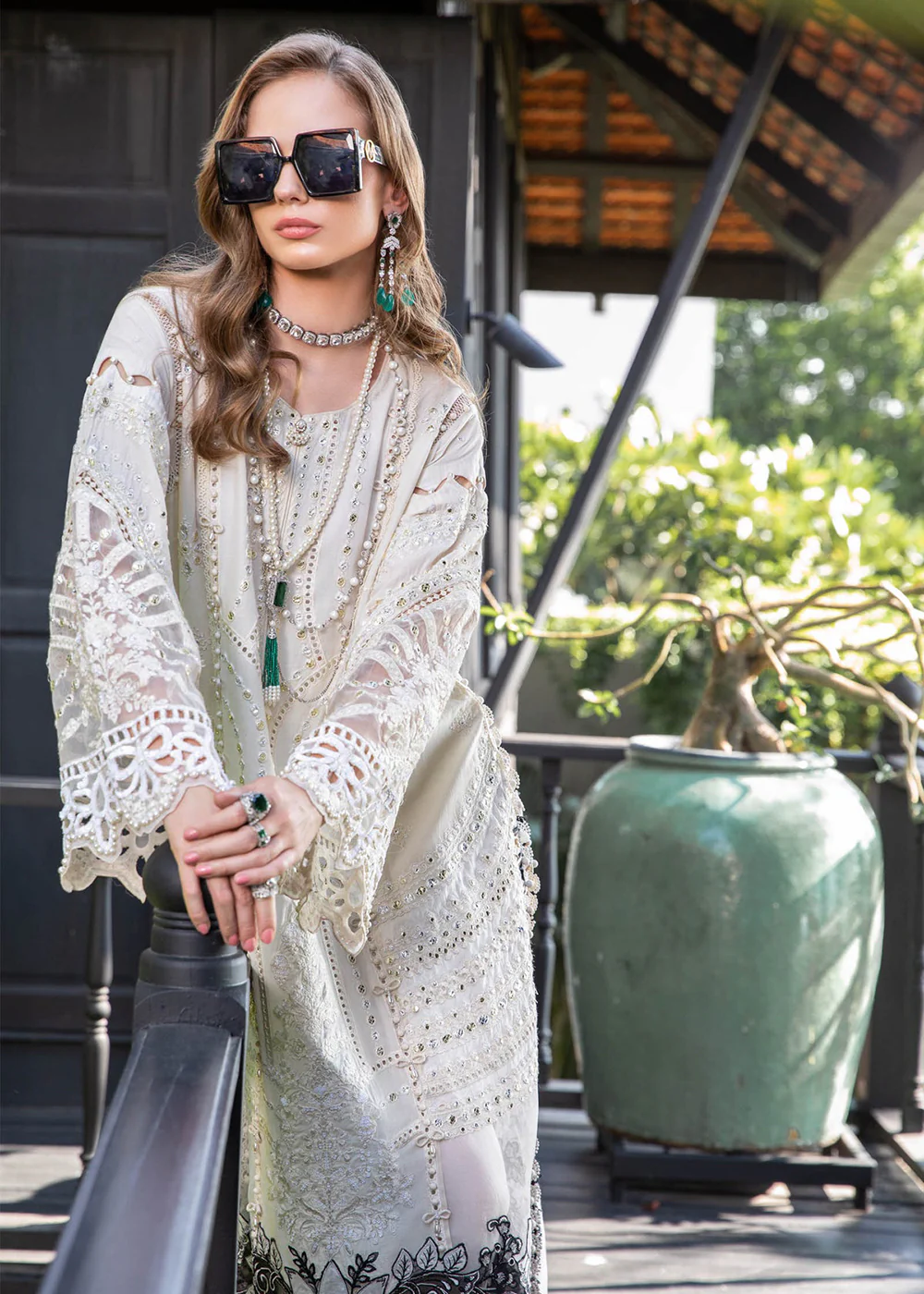 Off White Embroidered Suit - Maria B Lawn Eid Collection 2023 - EL-23-02 - Image 2