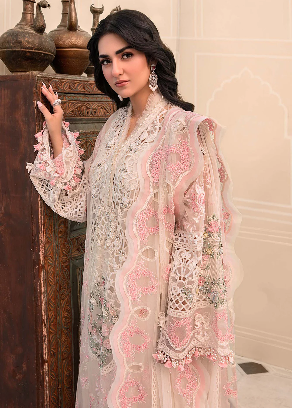 Off White Embroidered Suit - Maria B - Mbroidered Heritage Edition - BD-2604 - Image 10