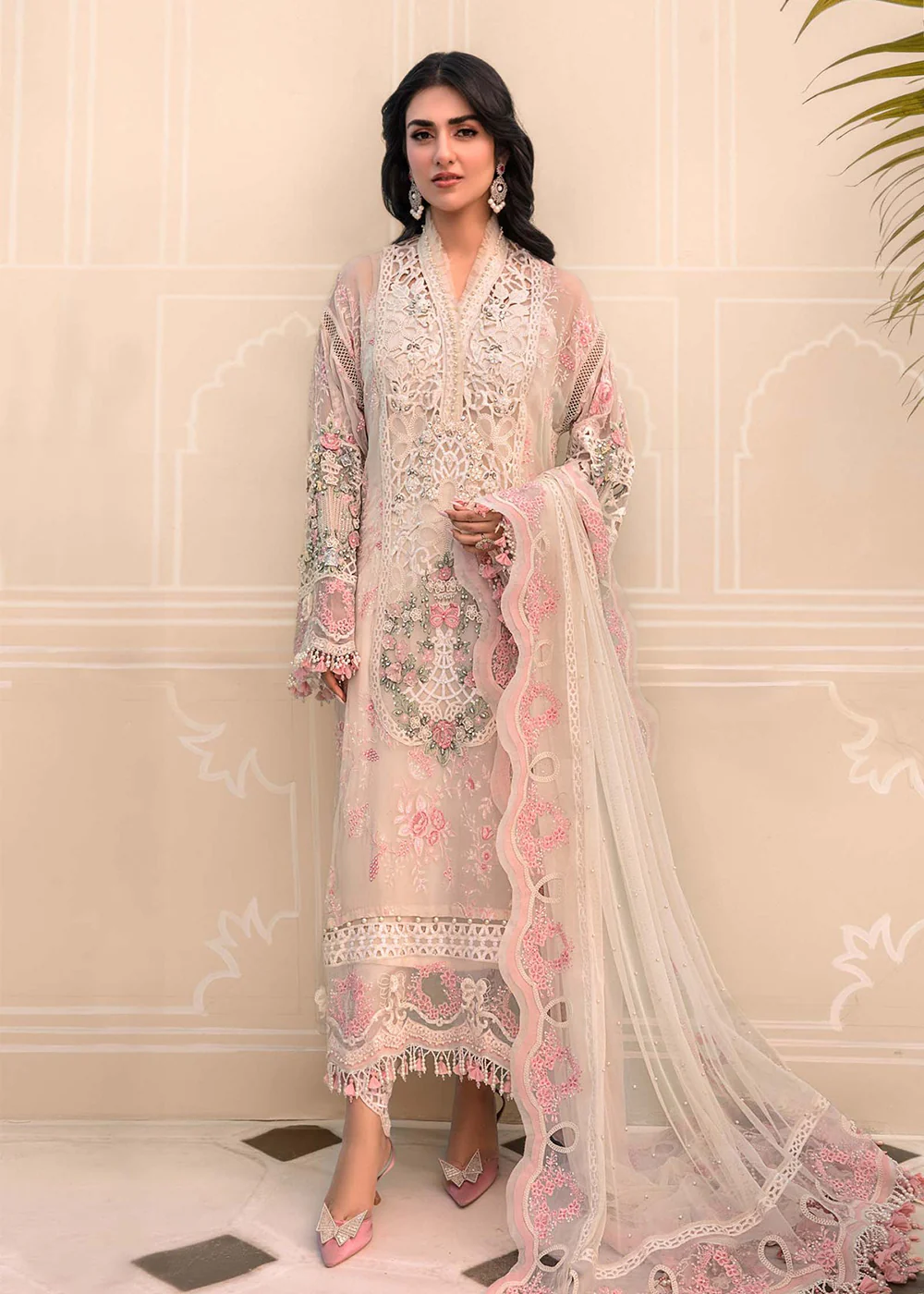 Off White Embroidered Suit - Maria B - Mbroidered Heritage Edition - BD-2604 - Image 11