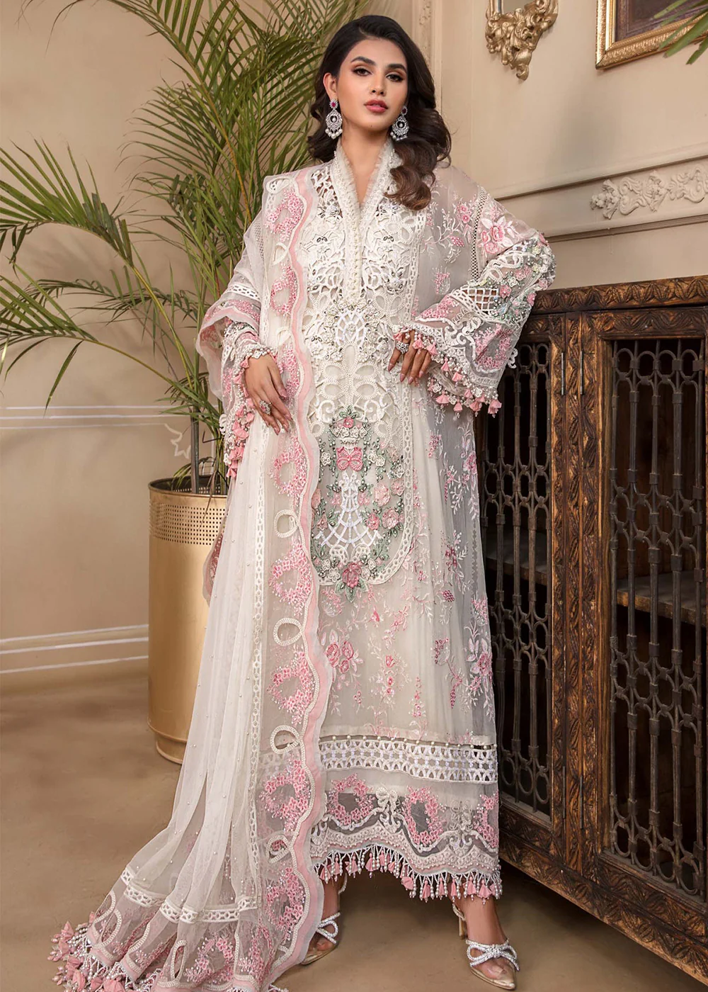 Off White Embroidered Suit - Maria B - Mbroidered Heritage Edition - BD-2604 - Image 4