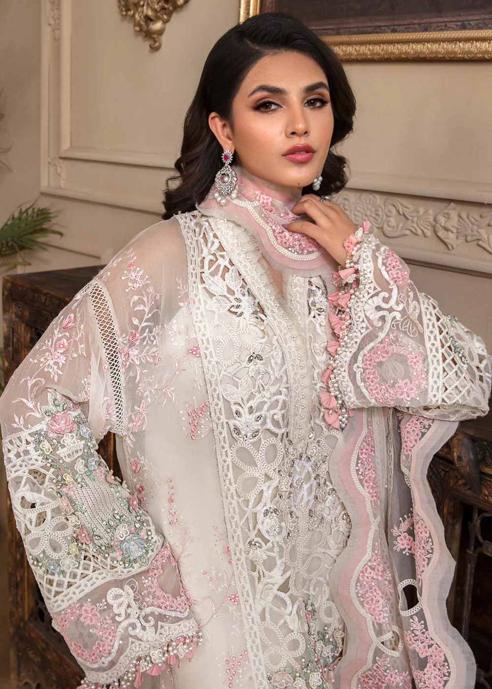 Off White Embroidered Suit - Maria B - Mbroidered Heritage Edition - BD-2604 - Image 5