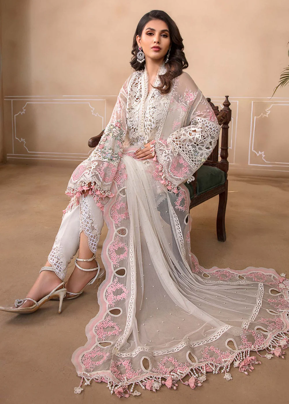 Off White Embroidered Suit - Maria B - Mbroidered Heritage Edition - BD-2604 - Image 6